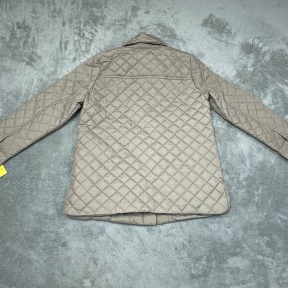 Anne Klein Womens Quilted Lightweight Jacket Beige Button-Up Small Size NWT 6639 - Picture 2 of 8